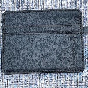 Card Holder Black Genuine Leather Mini Wallet Handmade Purse